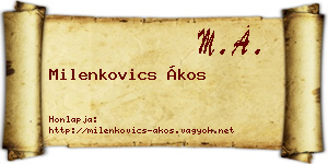 Milenkovics Ákos névjegykártya